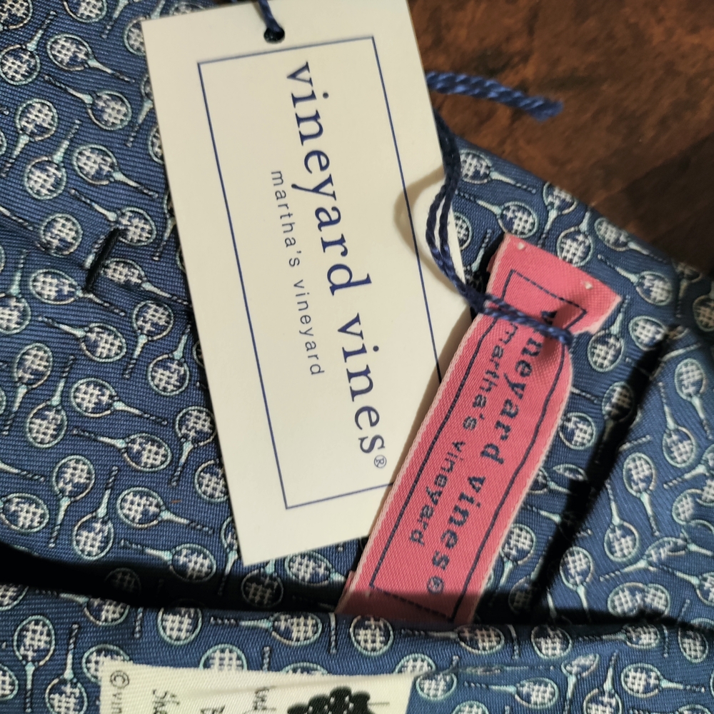 Blue Tennis Racket Pattern Tie - Picture 5 of 5